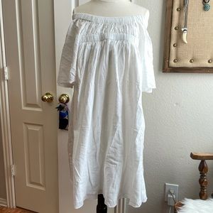 Anthropologie Strapless White Cotton Dress size S
